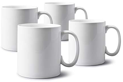 WM Bartleet & Sons 1750 TSET79 Traditional Set of 4 Extra Large Porcelain Soup, Coffee, Tea Mug/Cup (1.3pt/740ml) – White