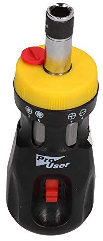 Stubby Ratchet Screwdriver 12 Bits in 1 Phillips Flat Pozi Hex Reversible