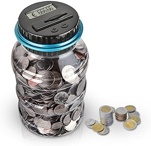 AOZBZ Digitale Spardose mit Münzzähler, 1,8 L Elektronische Spardose mit Zähler für Kinder und Erwachsene Automatischem Digital Coin Bank mit Automatischem LCD-Display