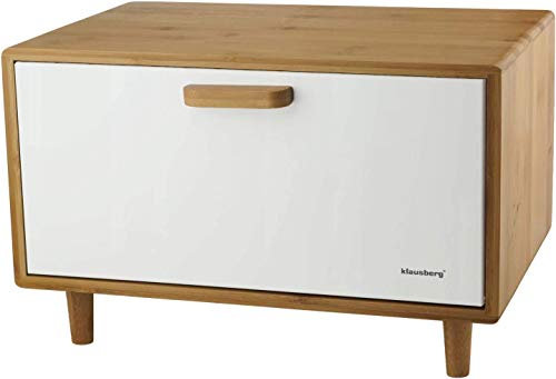 Klausberg Edelstahl Brotkasten für Küche, Brotkasten, Brothalter (Weiß)