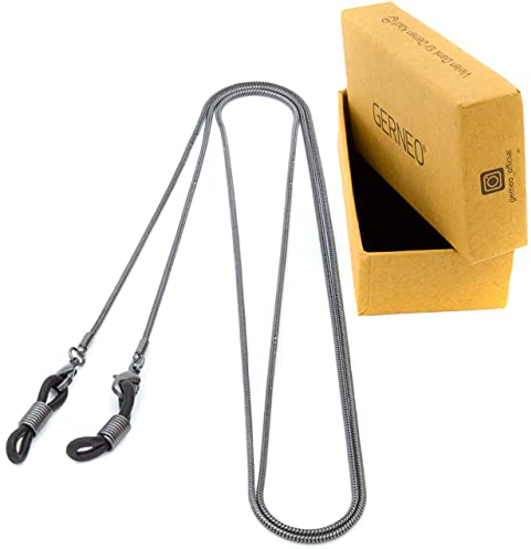 GERNEO® - Amalfi - catena per occhiali e porta maschera resistente alla corrosione - placcato oro/argento - catenina per occhiali e cinturino per occhiali da sole e da lettura (nero)