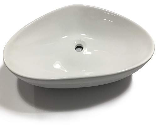 Lavabo Da Appoggio Ceramica Bianco Triangolare Lavandino Lavello Arredo 67x44x15 cm