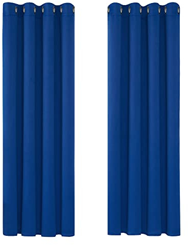 Deconovo Verdunkelungsvorhang Kälteschutz Gardinen Schlafzimmer Vorhang Blickdicht, 220x140 cm(HöhexBreite), Königsblau, 2er Set