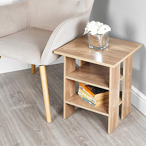 URBNLIVING 2 Tier Wooden Modern Side End Table (Oak)