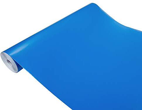 DecoMeister Vinilo Adhesivo Para Muebles Pared Cocina Papel Autoadhesivo Decorativo Para Armario Mesa Lámina Para Bricolaje Decoración del Hogar Película En Rollo 45 x 200 cm Azul Mate