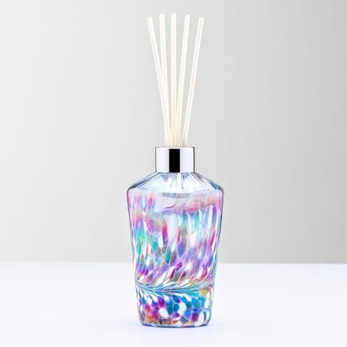 Handmade Glass Reed Diffuser – Flute Design in Blue & Pink – Decorative Scent Bottle for Home Décor – No Fragrance, Unique Gift Idea