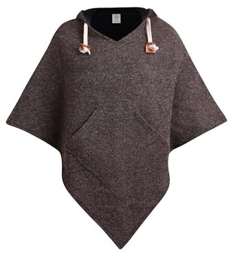 virblatt - XXL Poncho Herren Wolle & Polarfleece | Wollumhang Herren Poncho Winter warm mit Kapuze Fleece Hippie Rollstuhl Wolljacke - Abajo Wolle XXL braun