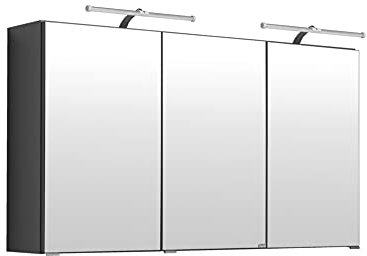 Spiegelschrank Bobbi 120cm Modell 2 3 Türen und led Beleuchtung - graphit