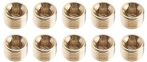 eMagTech 10 Stück Messing Blindstopfen Innensechskant Rohrverschraubung Kopf Kappe Verschluss Schlauchadapter 1/8 Außengewinde