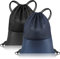 flintronic 2PCS Sac à Cordon de Sport, Étanche Pliable Sac à Dos à Cordon Unisexe, Sac Tissu Cordon Sport pour Voyage Camping Gym Ecole Natation Plage Piscine (48 * 41CM) - Noir/Bleu