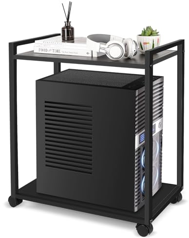 Liitrton Computer-Tower-Ständer, 2-stöckiger PC-Ständer mit feststellbaren Rädern, CPU-Halterung unter dem Schreibtisch für Büro, Zuhause (L)