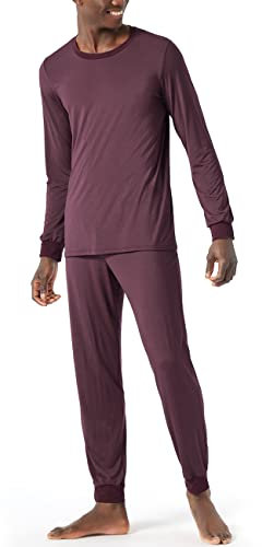 Schiesser Herren Schlafanzug lang Pyjamaset, Burgund 516 (Rot I), 52