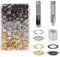 HO2NLE 120 Sets Eyelet Punch Kit 14mm Grommet Tool Kit Metal Grommets Eyelets Kit Tarpaulin Repair Kit Grommet Setting Tool with Storage Box Hole Punch Tool for Fabric Belt DIY(Silver Gold Black)