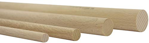 vasalat Lot de 12 baguettes en bois de hêtre lisse pour le bricolage - 100 cm x 10 mm - Hêtre naturel