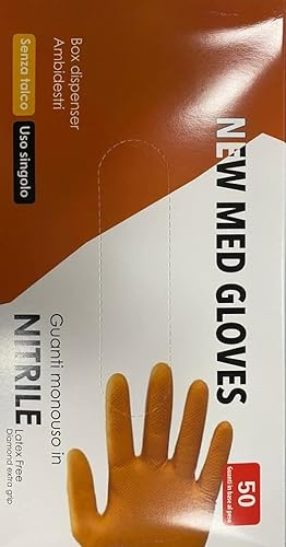 Guanti monouso in nitrile colore arancio misura M pezzi 50
