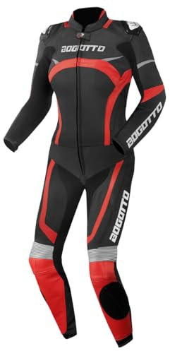Bogotto Misano Combinaison en cuir de moto pour dames deux pièces, schwarz/rot, 36