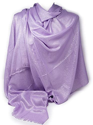 Stola lilla donna elegante cerimonia coprispalle glitter blrillantini scialle glitterato grande da matrimonio per abito ragazza signora ijab Foulard fular leggero Lilla