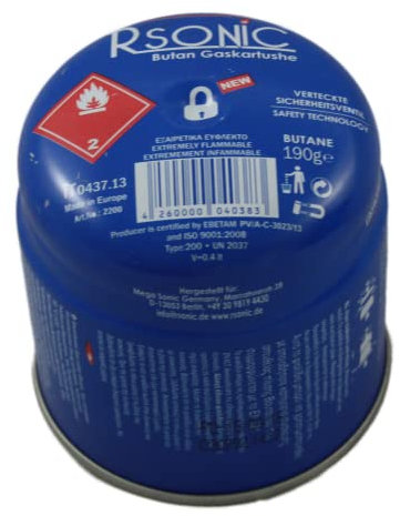 Gaskartusche 190g mit Sicherheitsventil, 6 Stück