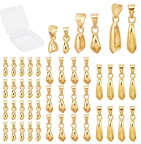 SUNNYCLUE 1 Box 120 Stück 3 Größen Eispickel Klemmbügel Klemmclip Bügelverschlüsse Charms Schmuckzubehör Verschlussverbinder Für Ohrring Armband Halskette Schmuckherstellung Zubehör Handwerk Golden