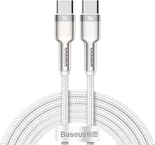 Baseus Cable de carga súper rápida USB-C a USB-C de 100 W para dispositivos Huawei, móviles Oppo, Xiaomi, Nokia y todos los dispositivos tipo C, 2 metros (blanco)