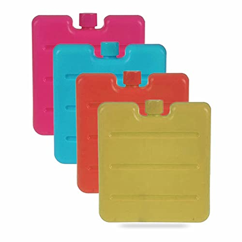 Ice Packs Mini Freezer Blocks Reusable Long Lasting Plastic Ice Bricks Great For Air Cooler Kids School Lunch Box Cool Bags Camping Picnic Travel Caravan Assorted Colors (Pack Of 3)