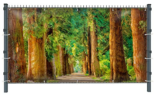 Wald (1872) - Gartensichtschutz, Motivbanner, Sichtschutz Garten, Gartendeko, 251 x 123 cm, PVC (blickdicht)