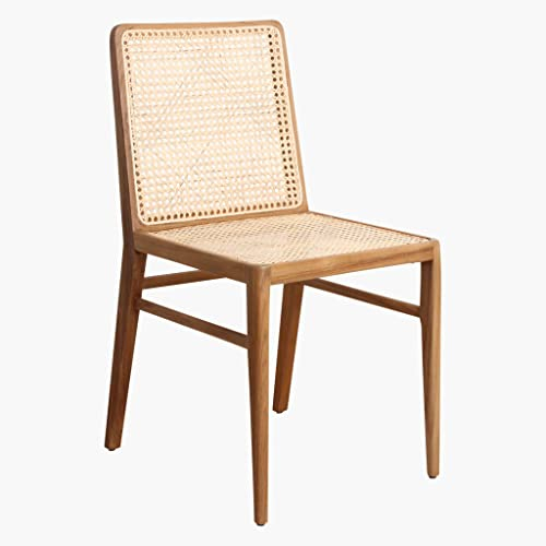 Esszimmerstuhl Nova Teak Retro Rattan Wiener Geflecht in braun