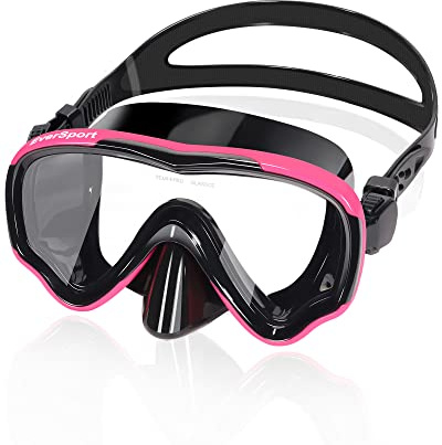 EverSport Swim Goggles Adult with Nose Cover for Women Men No Leak, Anti-Fog Clear Wide View Diving Mask Open Water Pool Swimming Goggles Silicone Shower Goggles Youth Snorkel Junior Nose Goggles