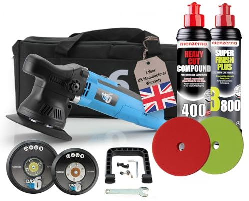 DAS-6 V2 Intro Kit I Dual Action Polisher 650 W I Detailing Kit | 2x Menzerna Polishing compound 250 ml I 2x polishing pads I Electric car polisher I Buffing machine for scratch repair