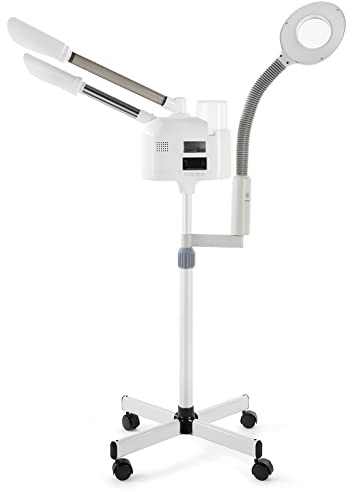 Professional Facial Steamer 3 in 1 Steamer for Face with Hot & Cold Nozzle 5X LED Magnifying Lamp Facial Steamer for Esthetician Beauty Face Equipment Use at Home or Salon