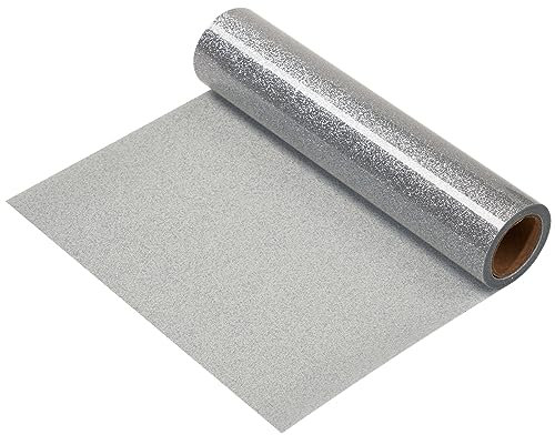 IRON-ON HTV Silver Glitter Rolls 10 x 8ft Heat Transfer Iron on Vinyl for DIY Shirts Design