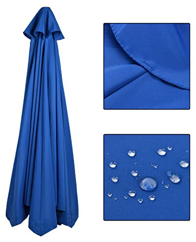 Parasol de Terrasse de 2,7 M, Auvent de Rechange pour Parapluie D'extérieur à 6 Baleines, Dessus de Parasol de Table de Marché, Auvent en Tissu Imperméable pour Parasol pour(6 côtes bleu marine)