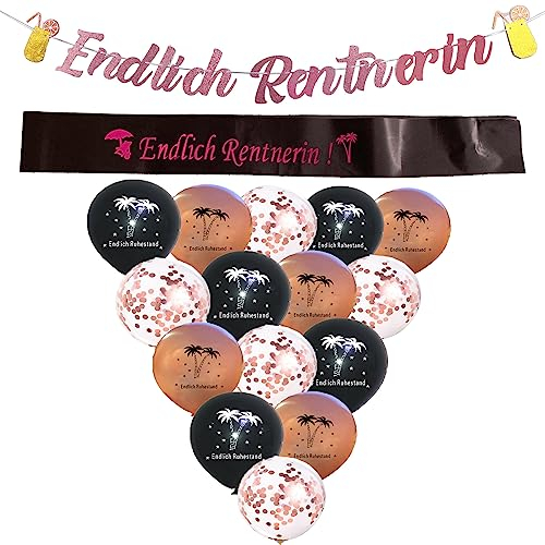 Endlich Ruhestand Deko Endlich Rentnerin Rente Deko Alles Gute zum Ruhestand Girlande Ruhestand Schärpe Ballon Banner deko für Ruhestand Renter Party Rente Abschiedsfeier Pension Senior Privatmann