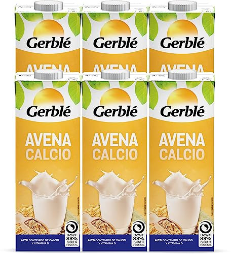 GERBLÉ - BEBIDA AVENA CALCIO - Alto Contenido de Calcio y Vitamina D - Bajo Contenido en Grasas y sin Azúcares Añadidos - 6 unidades