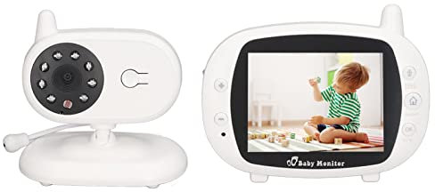 Moniteur Vidéo bébé sans Fil 3,5 Pouces ABS Moniteur de sécurité pour bébé avec Caméra 2 Way Talk Lullaby Baby Monitor Night Vision Security Baby Camera 100‑240V (Prise UE)