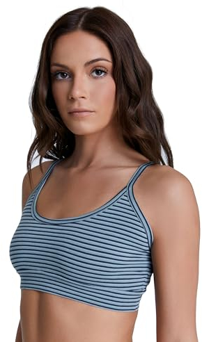 ALBERO NATUR Damen Bustier Bio-Baumwolle Sport BH Unterhemd Yoga Pilates (DE/NL/SE/PL, Alphanumerisch, XXL, Regular, Regular, Agave-Navy-Graublau)