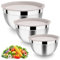 HaWare Rührschüssel, Edelstahl Schüssel Salatschüssel 3er Set mit Luftdichtem Deckel, Perfekt für Backen/Kochen/Zubereitung, Stapelbar & Spülmaschinenfest, 4.5L / 2.7L / 1.5L - Khaki
