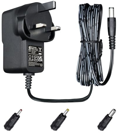 3M UKCA 12V 1A 12W Power Supply Adapter with 3 Tips, 1000mA 0.5A AC DC Switching Transformer 5.5x2.1mm Plug for LED Strip Lights, Routers, CD/Record Player, Cameras, etc