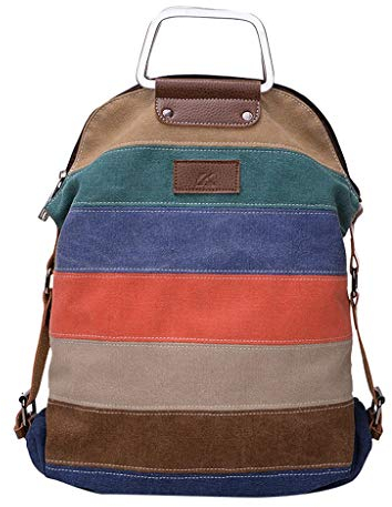 Aigner Taschen Damen Groß Frauen Tote Handtasche Schulter Mehrfarbige Mädchen Frauen retro Rucksack Segeltuchbeutel Bauchtasche Damen Stylisch Mit 2 Taschen (Orange, One Size)