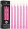 DECO EXPRESS Stabkerzen Set 3er oder 6er Tropffreie Stabkerzen Gedrehte Spiralkerzen Bunte Kerzen Brenndauer 6 Stunden Unparfümiert (Metallic-Pink – 6er-Pack)