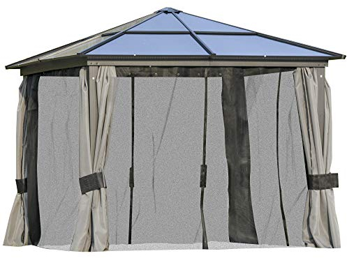Outsunny Luxus Pavillon Gartenpavillon Gartenzelt Alu Partyzelt mit lichtdurchlässigem PC Dach 295 x 295 x 265 cm Grau