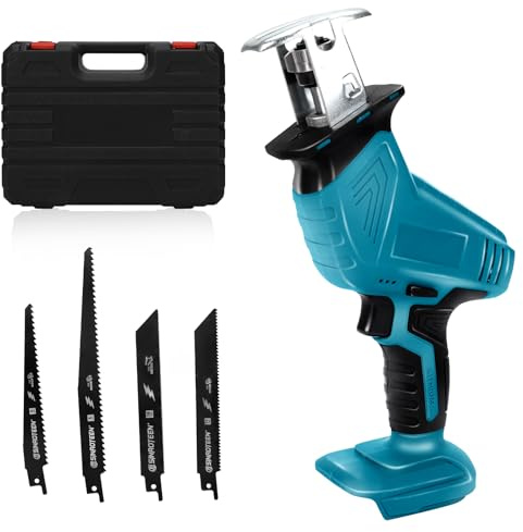 WingFly Akku-Reciprosäge für Makita 18V Akku, Professional Säbelsäge mit 4 Sägeblättern, 2700RPM Elektrischer Säbelsägen mit stufenlosem Drehzahlschalter, Kann Metall, Holz(ohne Akku)