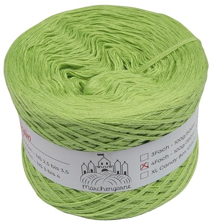 Bobbel einfarbig 200g - 760m 4 fädig Bobbel Wolle Farbverlaufsgarn handstrickgarn stricken häkeln (Blattgrün)