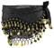 Shengxi Damen Bauchtanz Gürtel, Professionelles Kostüm Chiffon Hüfttuch Mit 128 Goldene Münzen, Sexy Tanztuch Rock für Show Party Feier (Schwarz)