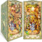 fisca Book Nook Kit,DIY Miniatur Puppenhaus Bausatz,Bücherregal Deko mit Licht,Bücherecke Bücherregal Einsatz Dekor,Holz Puzzle Buchstütze für Erwachsene & Jugendliche (Geheimnis Greenfield)