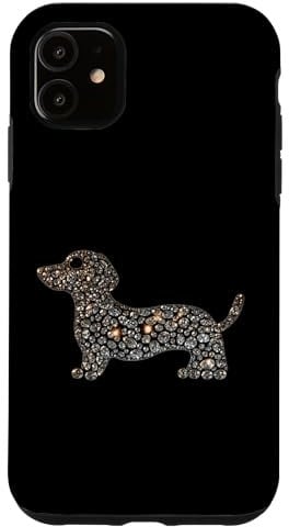 Sausage Dog Silhouette with Diamond-Look Design Case for iPhone 11
