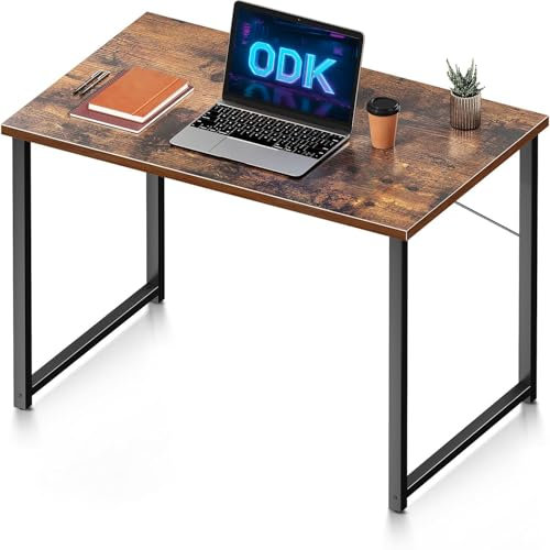 ODK Scrivania, 100 x 48 cm Piccola Scrivania con Gancio per Cuffie, Scrivania Computer per Stanze Piccole, Scrivania Ufficio in Casa (Marrone, 80 x 40 cm)