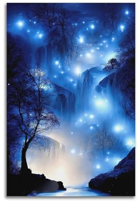 GJDYMX Landschaftsposter, fantastisches Wunderland, Hügel, Bäume, Poster, dekorative Malerei, Leinwand, Wandposter und Kunstdruck, moderne Familienschlafzimmer-Dekoration, Poster, 30 x 45 cm