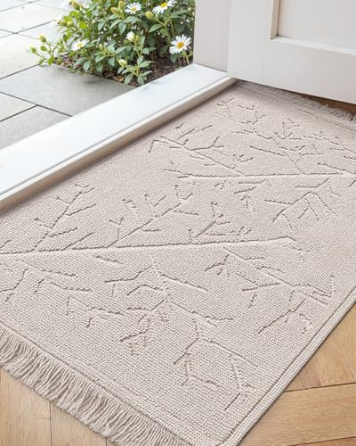 COLOR&GEOMETRY Zerbino d'Ingresso 50x80cm, Sporco Zerbino Absorbentes, Tappeto Ingresso Interno ultrasottile, per Ingresso, Porta e Corridoio, Beige ramo