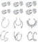AVYRING Fake Nasenring Silber Nasenstecker Non Piercend Magnetischer Nasenring Septum Lippen- und Ohrringe Edelstahl Falsche Nasenreifen für Nasenpiercing Schmuck für Frauen Männer